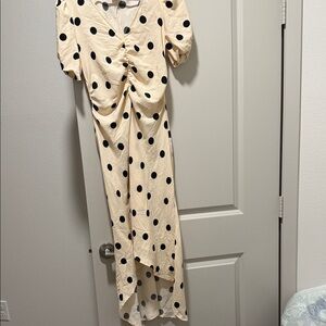 a new day Cream and Black Polka Dot High Low Dress
